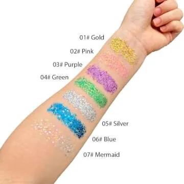 Mysense Purple Body Glitter Stick, Mardi Gras Face Glitter Makeup, Hair Glitter Gel for Kids Women, Festival Rave Accessories, Sparkling Mermaid Sequins Chunky Glitter Face Paint, 0.56oz