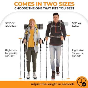 Foxelli Folding Trekking Poles – Lightweight & Compact Collapsible Walking Sticks for Men & Women with Flip Locks & 4-Season All-Terrain Accessories Perfect for Travel