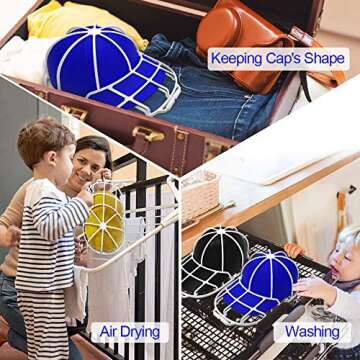 YEENOR Hat Washer (3 Pack) - Baseball Cap Cleaner for Adults & Kids, Durable Plastic Hat Holder for ...