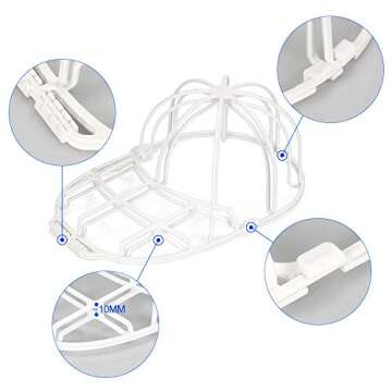 YEENOR Hat Washer (3 Pack) - Baseball Cap Cleaner for Adults & Kids, Durable Plastic Hat Holder for Portable Washing Machines or Dishwashers, White