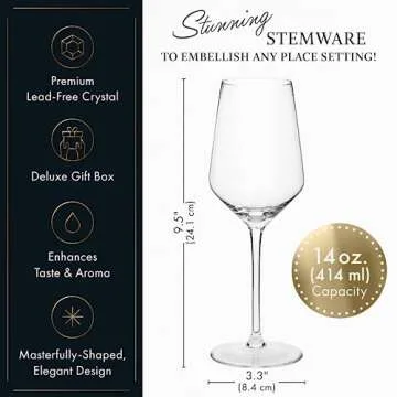 ELIXIR GLASSWARE Wine Glasses Set of 4-13 oz - Red Wine Glasses, White Wine Glasses, Hand Blown Crystal Wine Glasses - Long Stem Wine Glasses - Housewarming Gifts for Women and Men, Wine Gifts