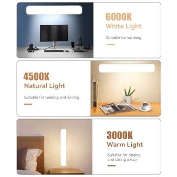 GNQJDC Desk Lamp Rechargeable Dimmable, LED Lights with 3 Color Modes, Touch or Remote Control, Port...