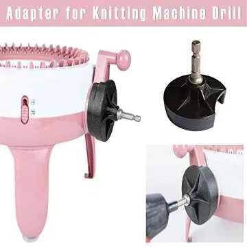 Fly Array Knitting Machine Adapter for Drill,Quick Knit Power Sentro 22, 40 and 48,Crank Handle with Hex Steel Bit,Machine Screwdriver Attachment Knitting, C-50, Black