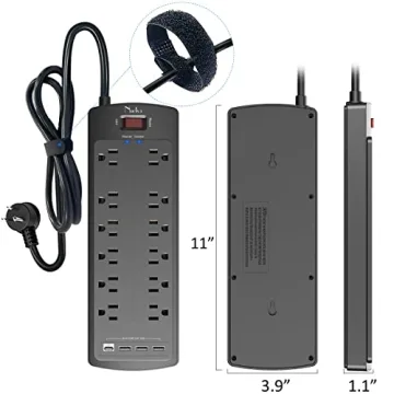 Nuetsa Power Strip with Surge Protection and USB Ports