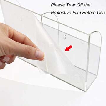 VANCORE Clear Wall Mounted Phone Holder Stand Remote Control Holder Media Organizer Caddy with Holes for Charging Phone Tablet Holder Station Large Enough