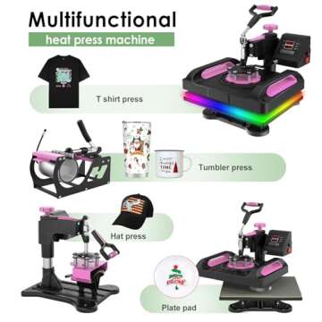 Seeutek Pro 5 in 1 Heat Press Machine 12x15 inch 360-Degree Swing Away Digital T Shirt Pressing Machine Multifunction Heat Transfer Sublimation Combo for T Shirts Mugs Hat Plate Cap
