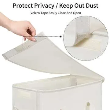 Chrislley 60L Slim Laundry Hamper with Lid Narrow Laundry Basket with Handle Upgrade Foldable Dirty Clothes Hamper Portable Skinny Hamper Organizer Storage Bins (25.6 inches,beige)