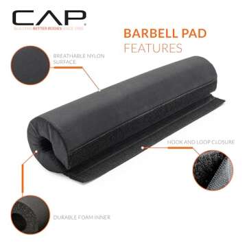 CAP Barbell Squat & Workout Bar Pad – Cushioned Neck & Shoulder Support for Standard & Olympic Bars