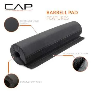 CAP Barbell Squat & Workout Bar Pad – Cushioned Neck & Shoulder Support for Standard & Olympic Bars