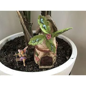 Patio Eden Miniature Fairy Garden House Kit - Mini Fairy Figurines - Indoor or Outdoor 3 Piece Accessory Set