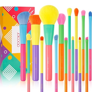 Docolor 15Pcs Colourful Makeup Brush Set for Makeup Lovers