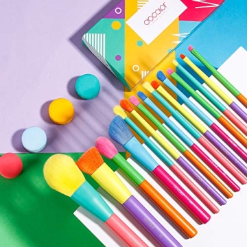 Docolor 15Pcs Colourful Makeup Brush Set for Makeup Lovers