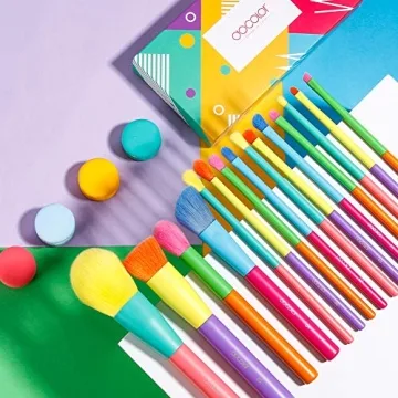 Docolor 15Pcs Colourful Makeup Brush Set for Makeup Lovers