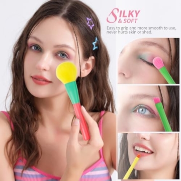 Docolor 15Pcs Colourful Makeup Brush Set for Makeup Lovers