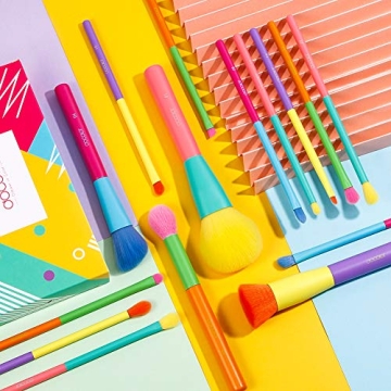 Docolor 15Pcs Colourful Makeup Brush Set for Makeup Lovers