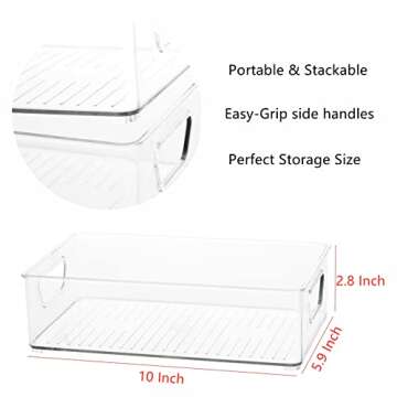 2 Pack Pantry Organization and Food Storage Bin,Stackable Clear Plastic Refrigerator Organizer Bins ...