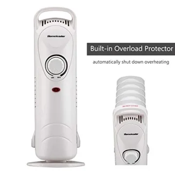 Homeleader Mini Oil Filled Heater, Portable Space Radiant Heater with Adjustable Thermostat, Electric Personal Heater with Overheat Safety, for Home and Office, 700W, White