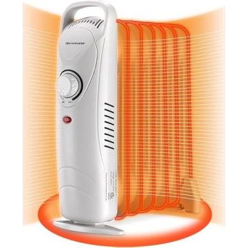 Homeleader Mini Oil Filled Heater, Portable Space Radiant Heater with Adjustable Thermostat, Electric Personal Heater with Overheat Safety, for Home and Office, 700W, White