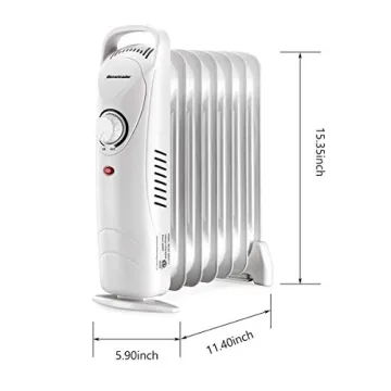 Homeleader Mini Oil Filled Heater, Portable Space Radiant Heater with Adjustable Thermostat, Electric Personal Heater with Overheat Safety, for Home and Office, 700W, White