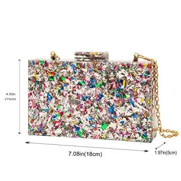 Acrylic Clutch Purses for women Perspex Bag Box Clutch Evening Crossbody Handbags (Silver)