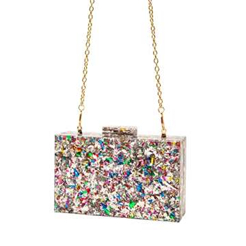 Acrylic Clutch Purses for women Perspex Bag Box Clutch Evening Crossbody Handbags (Silver)