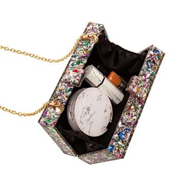 Acrylic Clutch Purses for women Perspex Bag Box Clutch Evening Crossbody Handbags (Silver)