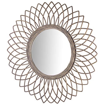 Woven Rattan Sunburst Wall Mirror - 24" Stylish Decor