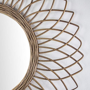 Woven Rattan Sunburst Wall Mirror - 24" Stylish Decor