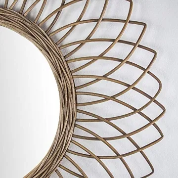 Woven Rattan Sunburst Wall Mirror - 24" Stylish Decor