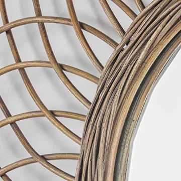 Woven Rattan Sunburst Wall Mirror - 24" Stylish Decor