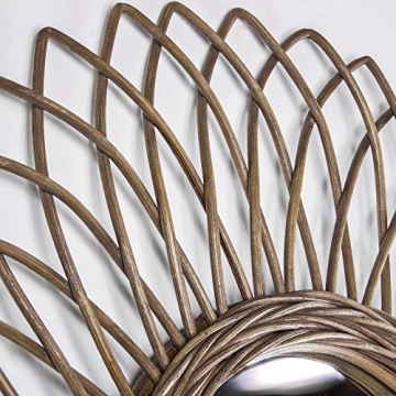 Woven Rattan Sunburst Wall Mirror - 24" Stylish Decor