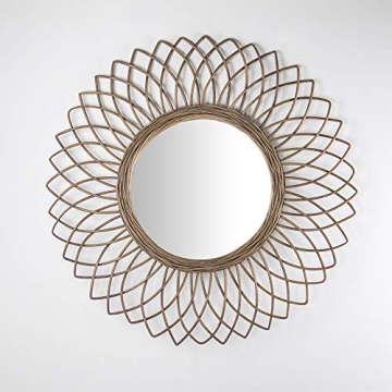Woven Rattan Sunburst Wall Mirror - 24" Stylish Decor