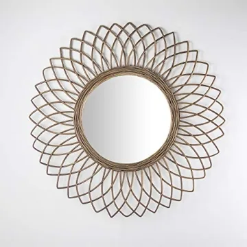 Woven Rattan Sunburst Wall Mirror - 24" Stylish Decor