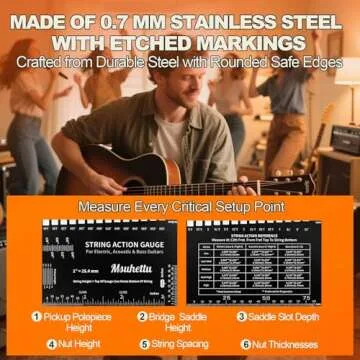 Precision String Action Gauge Ruler for Guitarists