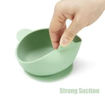 PandaEar 3 Pack Baby Bowls with Suction| Stay Put Silicone Food Bowl for Babies Kids Toddlers Infants| Food Grade Soft Safe BPA-Free Silicone (Blue Green Linen)