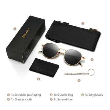 SUNGAIT Ponderable Metal Round Sunglasses for Men Women Classic Vintage Polarized Circle Sun Glasses