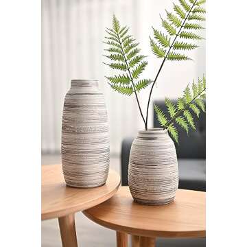 Rustic Grey Farmhouse Vases for Home Decor Set of 2