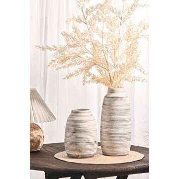 Rustic Grey Farmhouse Vases for Home Decor Set of 2