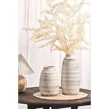 Rustic Grey Farmhouse Vases for Home Decor Set of 2