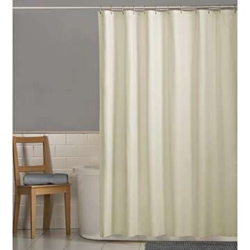 Zenna Home Fabric Shower Curtain Liner with Weighted Hem, Soft Microfiber, Water-Repellent, Bone, 70...