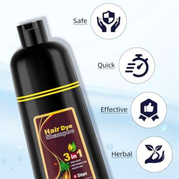 Ivnil Meidu Dark Brown Hair Dye Shampoo 3 in 1 for Women/Men Hair Color for Grey Coverage Seimi Permanent Instant Champu Para Canas Mujer for Men - Herbal Natural Dye Cover Gray