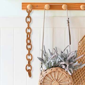 DECHOUS Decorative Rustic Chain Link, Boho Chain Link Decor for Coffee Table, Rattan Chain Link Garland Chain Link for Home Decor, Coffee Table, Farmhouse Decor, 17 Inch