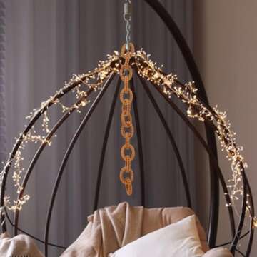 DECHOUS Decorative Rustic Chain Link, Boho Chain Link Decor for Coffee Table, Rattan Chain Link Garland Chain Link for Home Decor, Coffee Table, Farmhouse Decor, 17 Inch