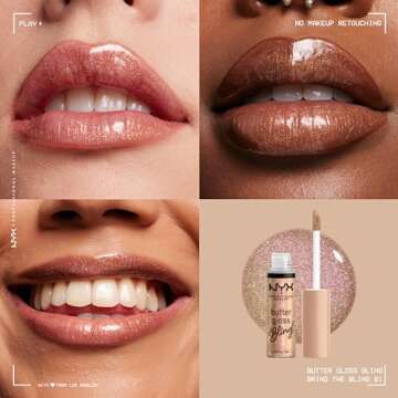 NYX PROFESSIONAL MAKEUP Butter Gloss Bling Lip Gloss - Non Sticky, Shiny Vegan Lip Makeup