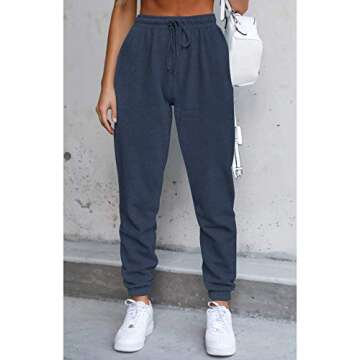 Fixmatti Women's Sweatsuit High Waisted Sweatpants Jogging Suit Lounge Pant Set Navy Blue M