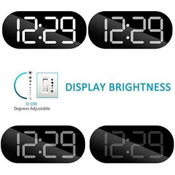 WulaWindy Modern Alarm Clock with USB Charger and Mirror Design