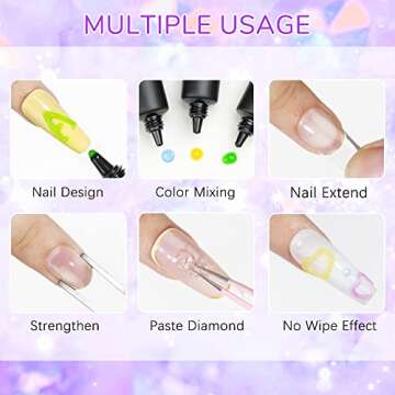 SUPWEE 3D Nail Art Gel Sculpting Gel for Nail Art Design 8 Colors Clear White Embossing Tube Gel Nails for Carving Modeling Painting Drawing Nail Gel Home DIY Nail Manicure