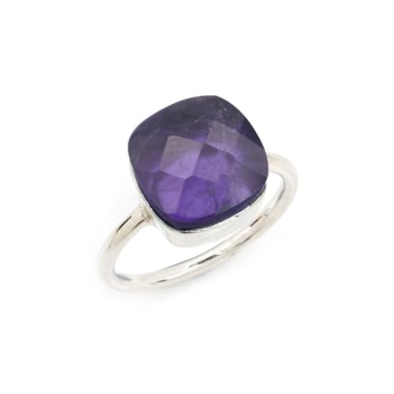 925 Sterling Silver Art Deco Women's Amethyst Ring - February Birthstone