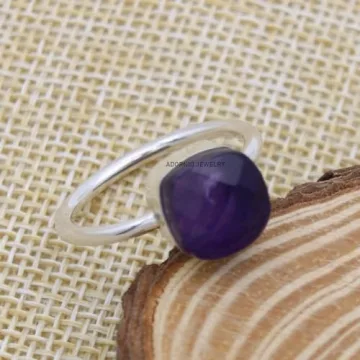 Sterling Silver Art Deco Amethyst Ring for Women