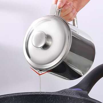 Bacon Grease Keeper 1.25L Stainless Steel Strainer